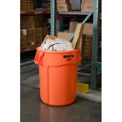 Rubbermaid Commercial Products Brute Vented 32gal Orange Polypropylene Waste Bin