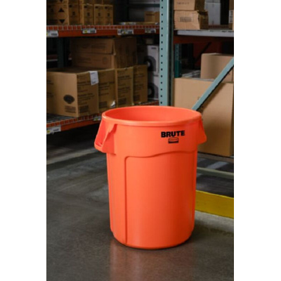 Rubbermaid Commercial Products Brute Vented 32gal Orange Polypropylene Waste Bin