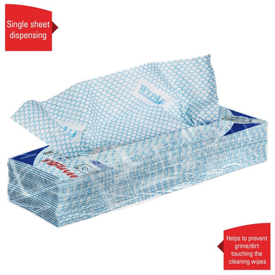 Kimberly Clark WypAll Blue Cloths for Industrial Cleaning, Dry Use, Bag of 25, 420 x 360mm, Repeat Use