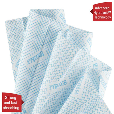 Kimberly Clark WypAll Blue Cloths for Industrial Cleaning, Dry Use, Bag of 25, 420 x 360mm, Repeat Use