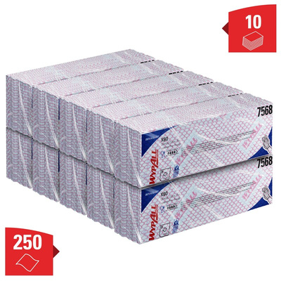 Kimberly Clark WypAll Red Cloths for Industrial Cleaning, Dry Use, Bag of 25, 420 x 360mm, Repeat Use