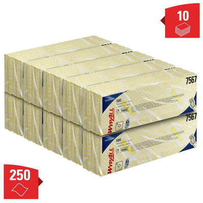 Kimberly Clark WypAll Yellow Cloths for Industrial Cleaning, Dry Use, Pack of 25, 420 x 360mm, Repeat Use