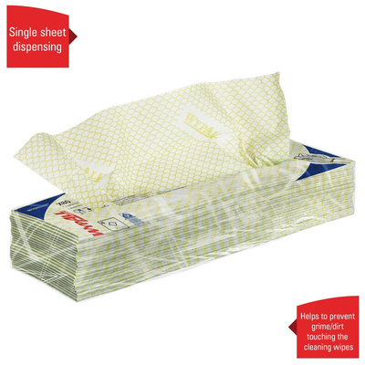 Kimberly Clark WypAll Yellow Cloths for Industrial Cleaning, Dry Use, Pack of 25, 420 x 360mm, Repeat Use