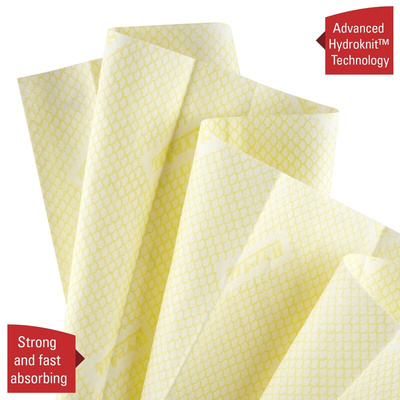 Kimberly Clark WypAll Yellow Cloths for Industrial Cleaning, Dry Use, Pack of 25, 420 x 360mm, Repeat Use