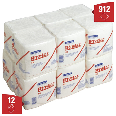 Kimberly Clark WypAll White Cloths for Medium Duty Cleaning, Dry Use, Quarter Fold of 76, 310 x 320mm, Repeat Use