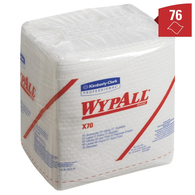 Kimberly Clark WypAll White Cloths for Medium Duty Cleaning, Dry Use, Quarter Fold of 76, 310 x 320mm, Repeat Use
