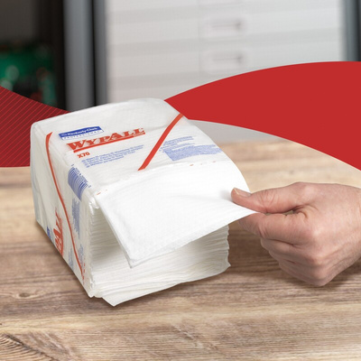 Kimberly Clark WypAll White Cloths for Medium Duty Cleaning, Dry Use, Quarter Fold of 76, 310 x 320mm, Repeat Use