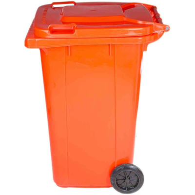 RS PRO 240L Red Flip PP Waste Bin