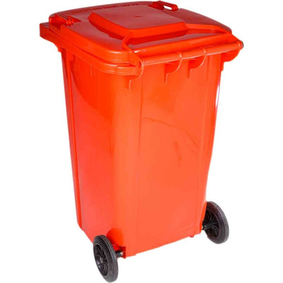 RS PRO 240L Red Flip PP Waste Bin