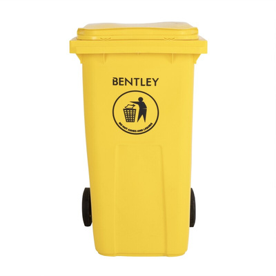 RS PRO 240L Yellow Flip HDPE Waste Bin