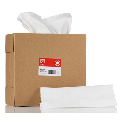 RS PRO White Cloths for Industrial Cleaning, Wet/Dry Use, Box of 120, 425 x 230mm, Single Use