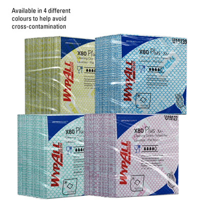Kimberly Clark WypAll Blue Cloths for Industrial Cleaning, Dry Use, Quarter Fold of 30, 350 x 340mm, Repeat Use