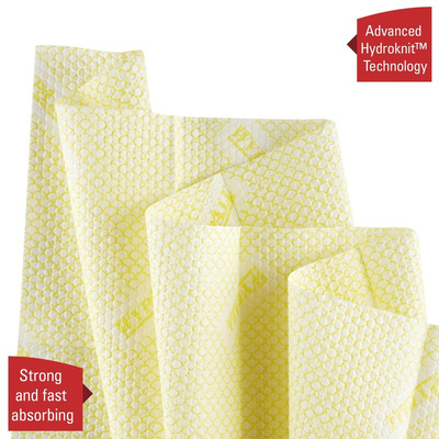 Kimberly Clark Wypall Yellow Cloths for Heavy Duty Cleaning, Dry Use, Quarter Fold of 30, 350 x 340mm, Repeat Use