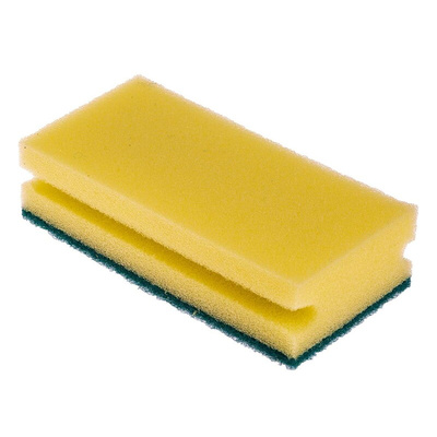 RS PRO Black, Yellow Sponge Scourer 150mm x 65mm x 40mm, for Industrial, Kitchen Use