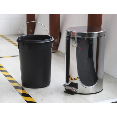 RS PRO 12L Chrome Pedal Stainless Steel Waste Bin