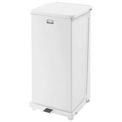 Rubbermaid Commercial Products 49L White Pedal Galvanised Steel Waste Bin