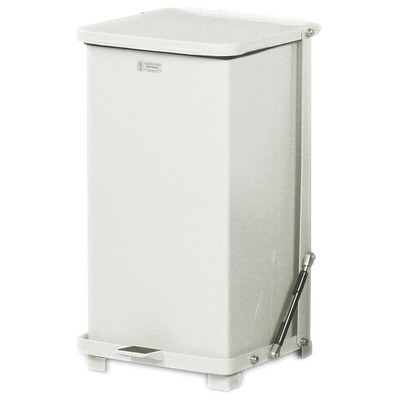 Rubbermaid Commercial Products Defenders® Square Step Can 25L White Pedal Galvanised Steel Waste Bin