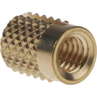 RS PRO, M4 Brass Threaded Insert diameter 5.6mm Depth 7.95mm