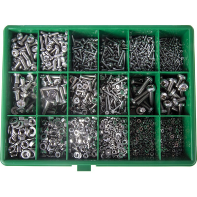 RS PRO Stainless Steel 3168 Piece Pozidriv Drive Screw/Bolt Kit