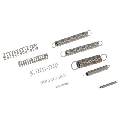RS PRO Stainless Steel Compression, Extension, Torsion Spring Kit, 225 Springs