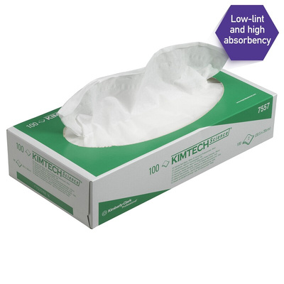 Kimberly Clark KIMTECH Science Dry Cleanroom Wipes, Box of 100