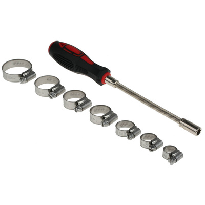 RS PRO 70 Piece Stainless Steel 304 Worm Drive Hose Clip Kit, 9.5 → 12mm and 25 → 35mm Inside Diameter