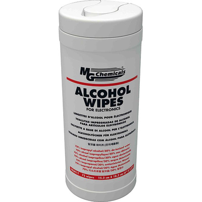 MG Chemicals Wet Isopropanol Wipes, Tub of 75