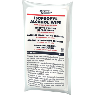 MG Chemicals 824-W Wet Isopropanol Wipes, Pack of 25
