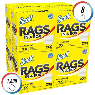 Kimberly Clark Scott Rags In A Box Wet & Dry Industrial Wipes, Box of 1600