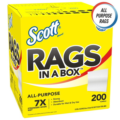 Kimberly Clark Scott Rags In A Box Wet & Dry Industrial Wipes, Box of 1600