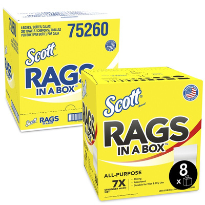 Kimberly Clark Scott Rags In A Box Wet & Dry Industrial Wipes, Box of 1600