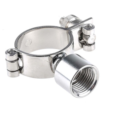 RS PRO Stainless Steel Silver Hinged Pipe Clamp, 1 1/2in