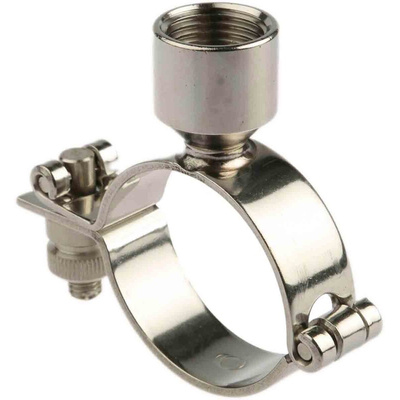 RS PRO Stainless Steel Silver Hinged Pipe Clamp, 1/2 in BSP