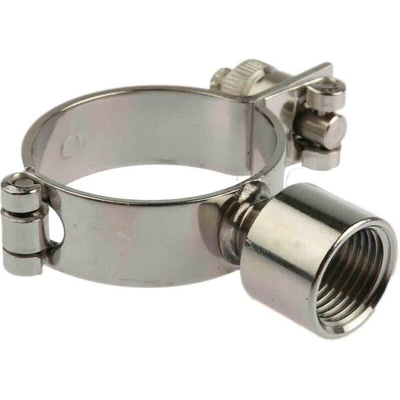 RS PRO Stainless Steel Silver Hinged Pipe Clamp, 1/2 in BSP