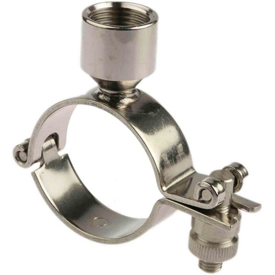 RS PRO Stainless Steel Silver Hinged Pipe Clamp, 1/2 in BSP