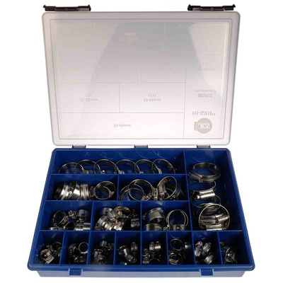 HI-GRIP 76 Piece Stainless Steel Worm Drive Hose Clip Kit, 9.5 → 12mm and 35 → 50mm Inside Diameter