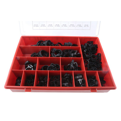 RS PRO 200 Piece Nylon Hose Clip Kit, 5.6 → 6.8mm and 26.5 → 30.4mm Inside Diameter