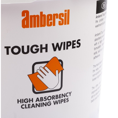 Ambersil TOUGH WIPES Wet Hand Wipes, Bucket of 100