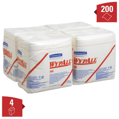 Kimberly Clark WypAll X80 Dry Industrial Wipes, Quarter Fold of 50