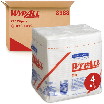 Kimberly Clark WypAll X80 Dry Industrial Wipes, Quarter Fold of 50