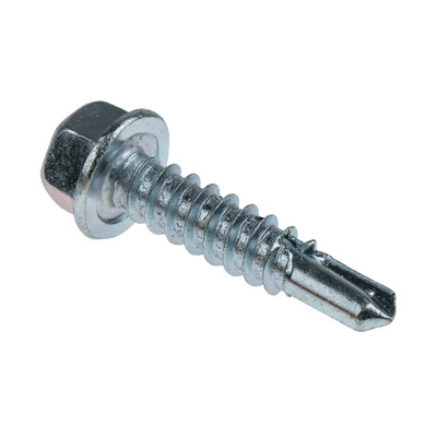 RS PRO Bright Zinc Plated Steel Self Drilling Screw M5.5 x 25mm Long