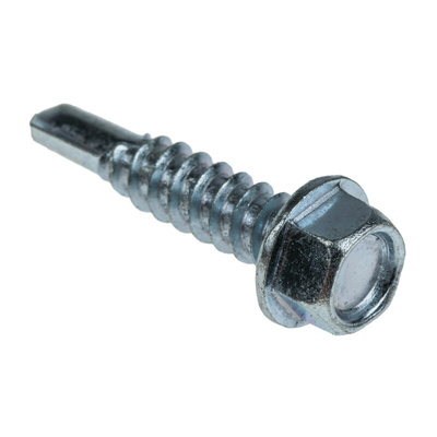 RS PRO Bright Zinc Plated Steel Self Drilling Screw M5.5 x 25mm Long
