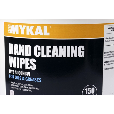 Mykal Industries Wet Hand Wipes, Bucket of 150