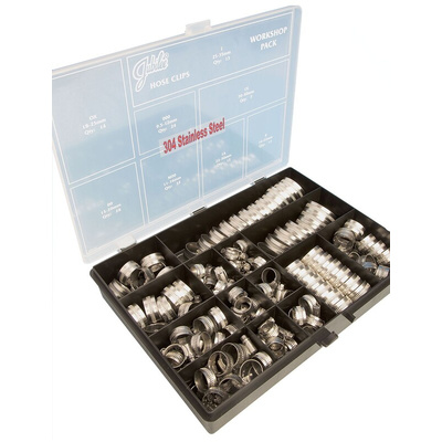 Jubilee 143 Piece Stainless Steel 304 Worm Drive Hose Clip Kit, 9.5 → 12mm and 30 → 40mm Inside Diameter