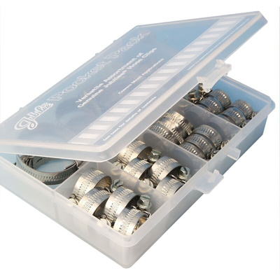 Jubilee 32 Piece Zinc-Plated Mild Steel Worm Drive Hose Clip Kit, 9.5 → 12mm and 30 → 40mm Inside Diameter