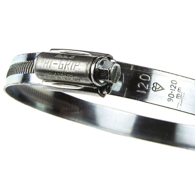 HI-GRIP Steel Slotted Hex Worm Drive, 13mm Band Width, 90 → 120mm ID