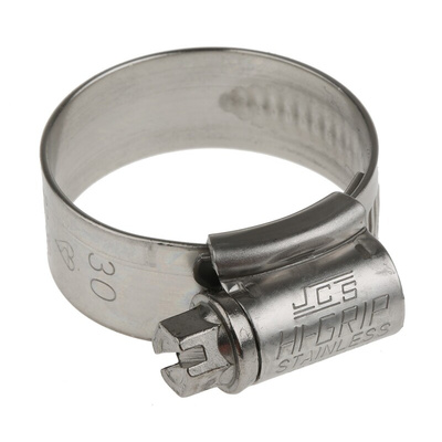 HI-GRIP Stainless Steel Slotted Hex Worm Drive, 13mm Band Width, 22 → 30mm ID