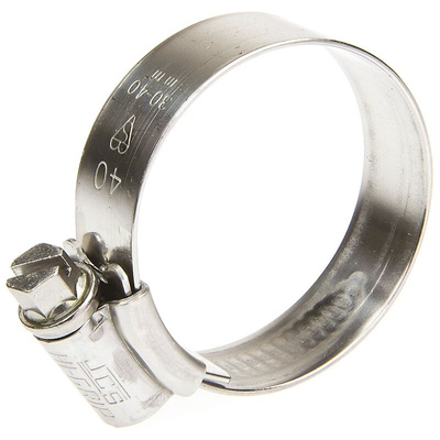 HI-GRIP Stainless Steel Slotted Hex Worm Drive, 13mm Band Width, 30 → 40mm ID