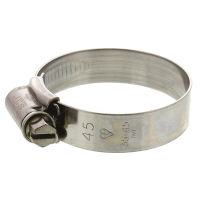 HI-GRIP Stainless Steel Slotted Hex Worm Drive, 13mm Band Width, 35 → 45mm ID