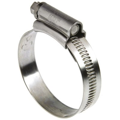 HI-GRIP Stainless Steel Slotted Hex Worm Drive, 13mm Band Width, 35 → 50mm ID